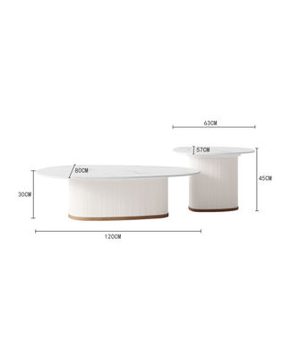 120*80cm Round Pedestal Coffee Table Marble Plate OEM With Wooden Base