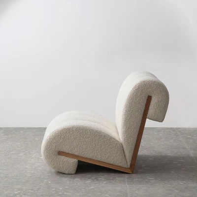 Fabric Leisure Chair White Teddy Plush Curved Leisure Chair Living Room Sofa Chair