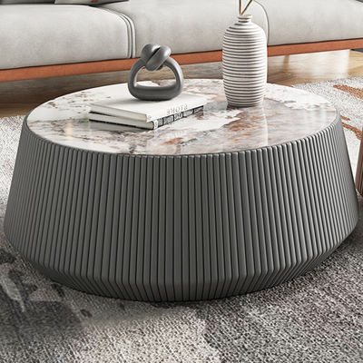 Microfiber Leather Round Rock Coffee Table Luxury Style ODM