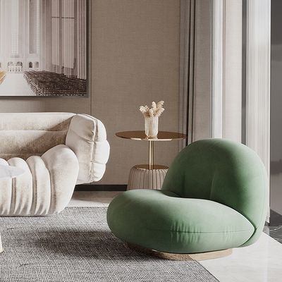 Tufted Design Green Fabric Leisure Living Room Chair Swivel Leisure Chair