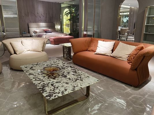 Polyester Fabric Leather Living Room Sofas Multi Functional Three Person Leather Sofa