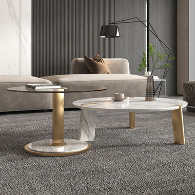 Modern Minimalism Glass Round Rock Coffee Table Combination OEM