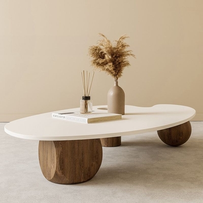 Minimalist White Marble Countertop Coffee Table For Hotel Lobby