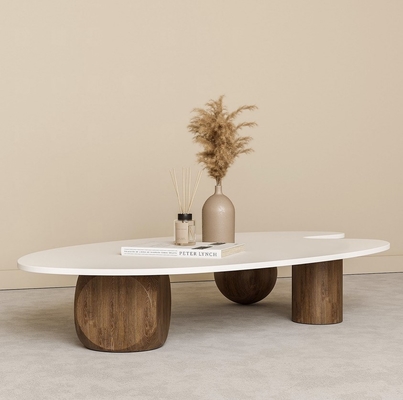 Minimalist White Marble Countertop Coffee Table For Hotel Lobby