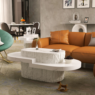 Simple Nordic Oval Coffee Table Synthetic FRP + Marble Material