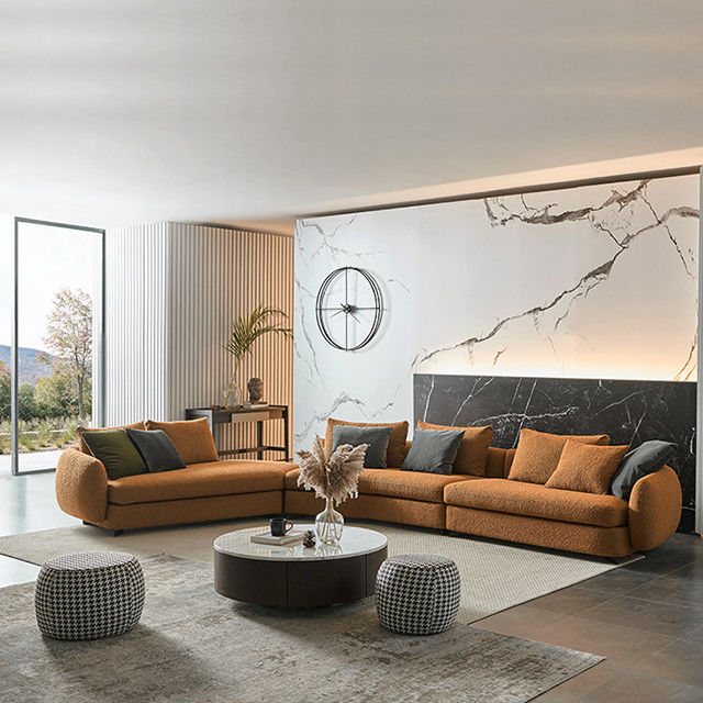 Flannelette Arc Sofa Three Seater Set Atmospheric For Living Room